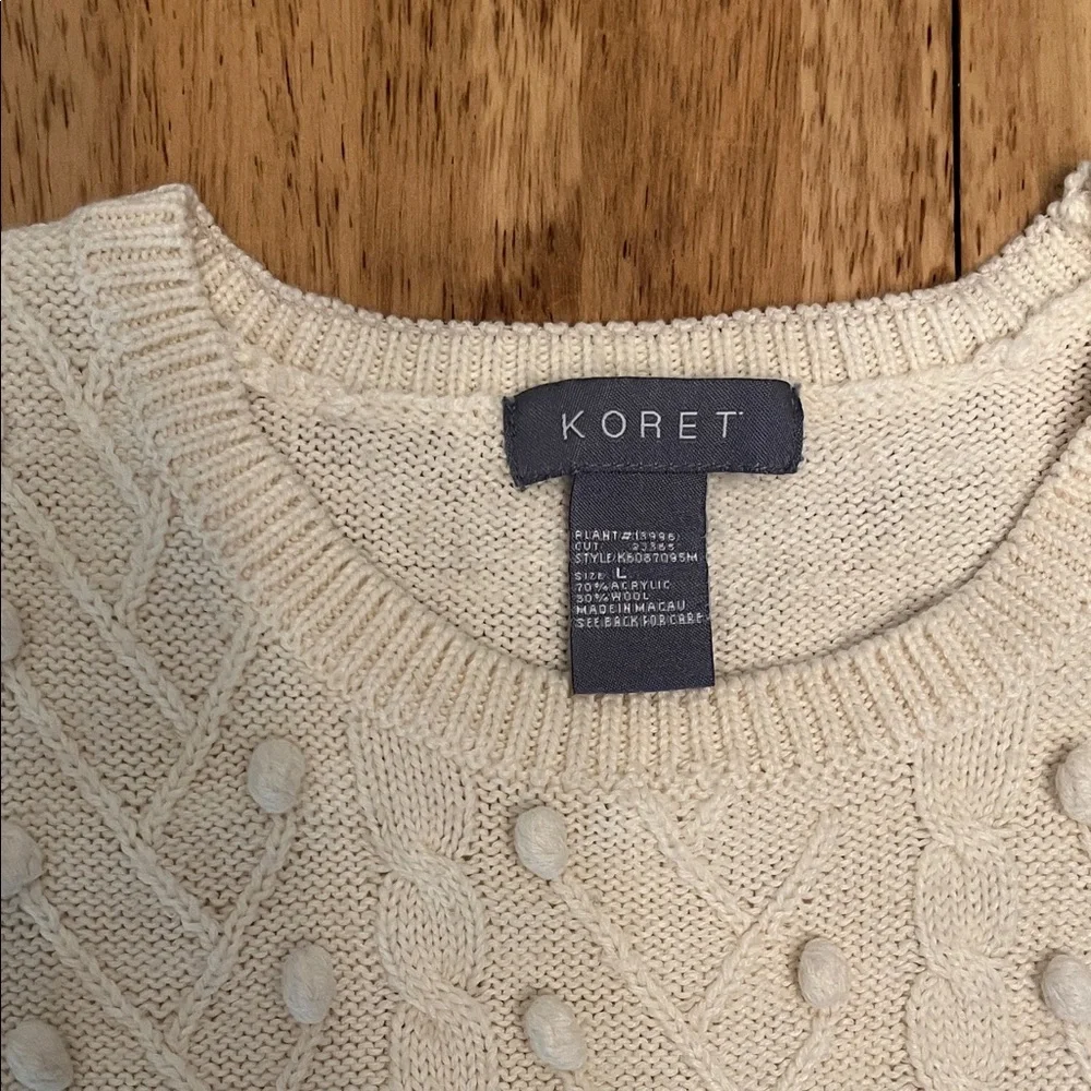 Koret Women's Cream Cable Knit Sweater - Picture 2 of 3